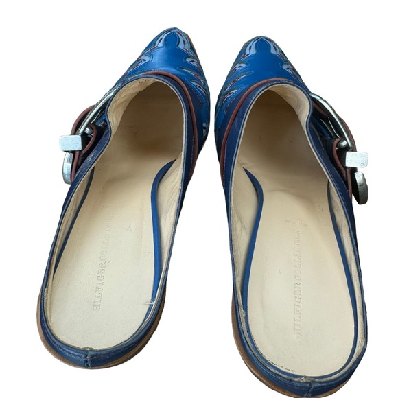 Tommy Hilfiger Collection Womens Blue Cowboy Leather Boot Mules Size 8.5 RARE - Picture 9 of 15